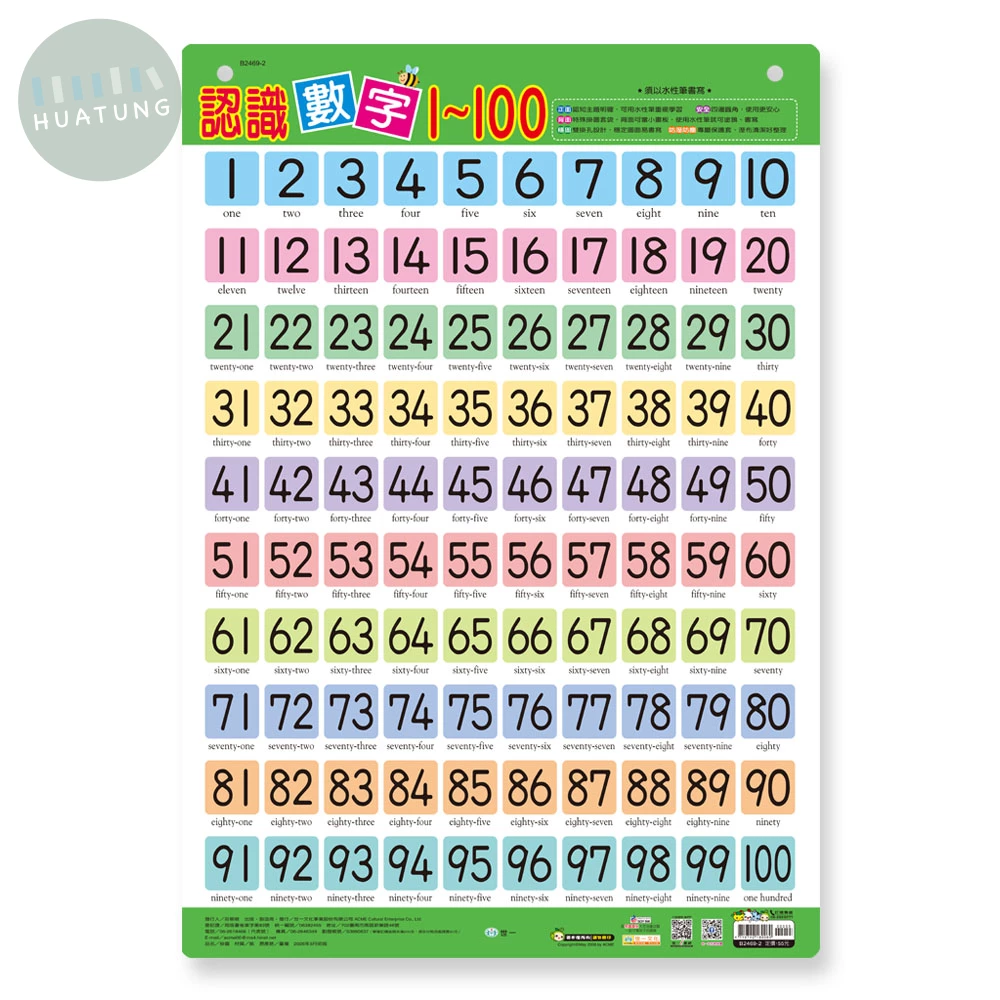 世一 掛圖認識數字1~100 