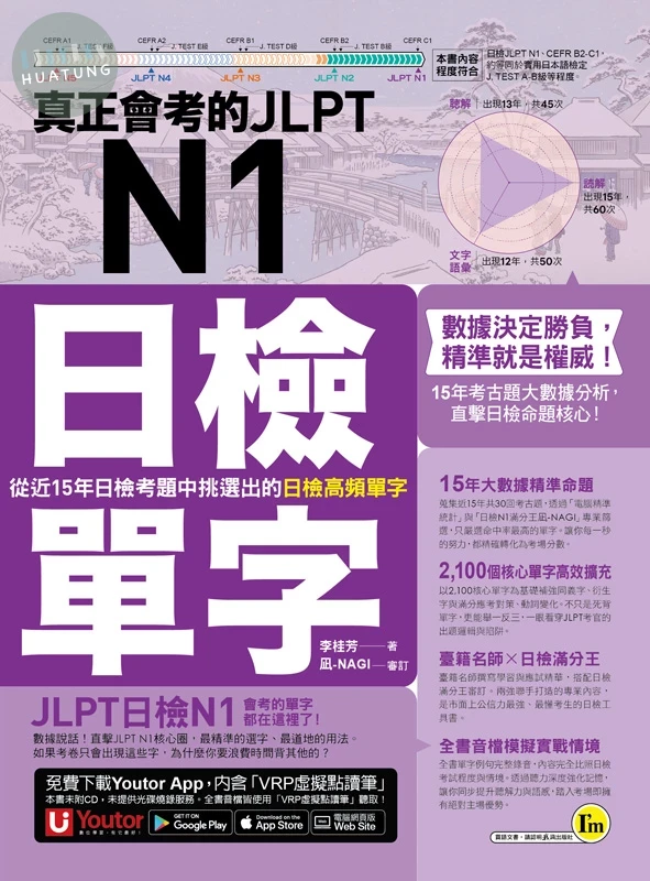 真正會考的JLPT N1日檢單字：從近15年日檢考題中挑選出的日檢高頻單字(附「Youtor App」內含VRP虛擬點讀筆) (1版)